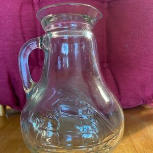 Atlas Clear Glass Embossed Clipper/Sailboat Syrup Pitcher Handled Vintage